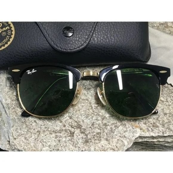 Wmn's Ray-Ban RB3016 Classic Retro Clubmaster Sun Black/Gold/Dk - Picture 3 of 7